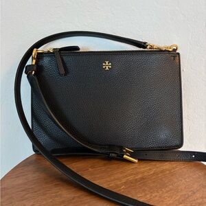 Tory Burch Black Pebbled Leather Crossbody Bag